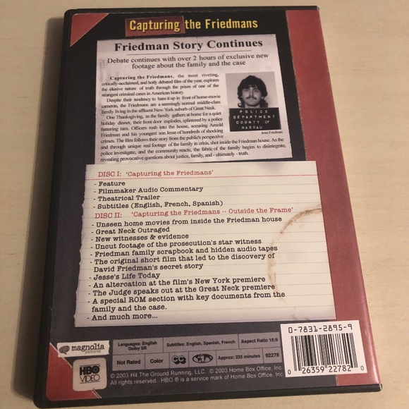 Capturing the Friedmans (DVD, 2004, 2-Disc Set) Great Condition True Crime Story - Picture 2 of 6
